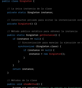 mplementa un patrón de diseño Singleton en Java